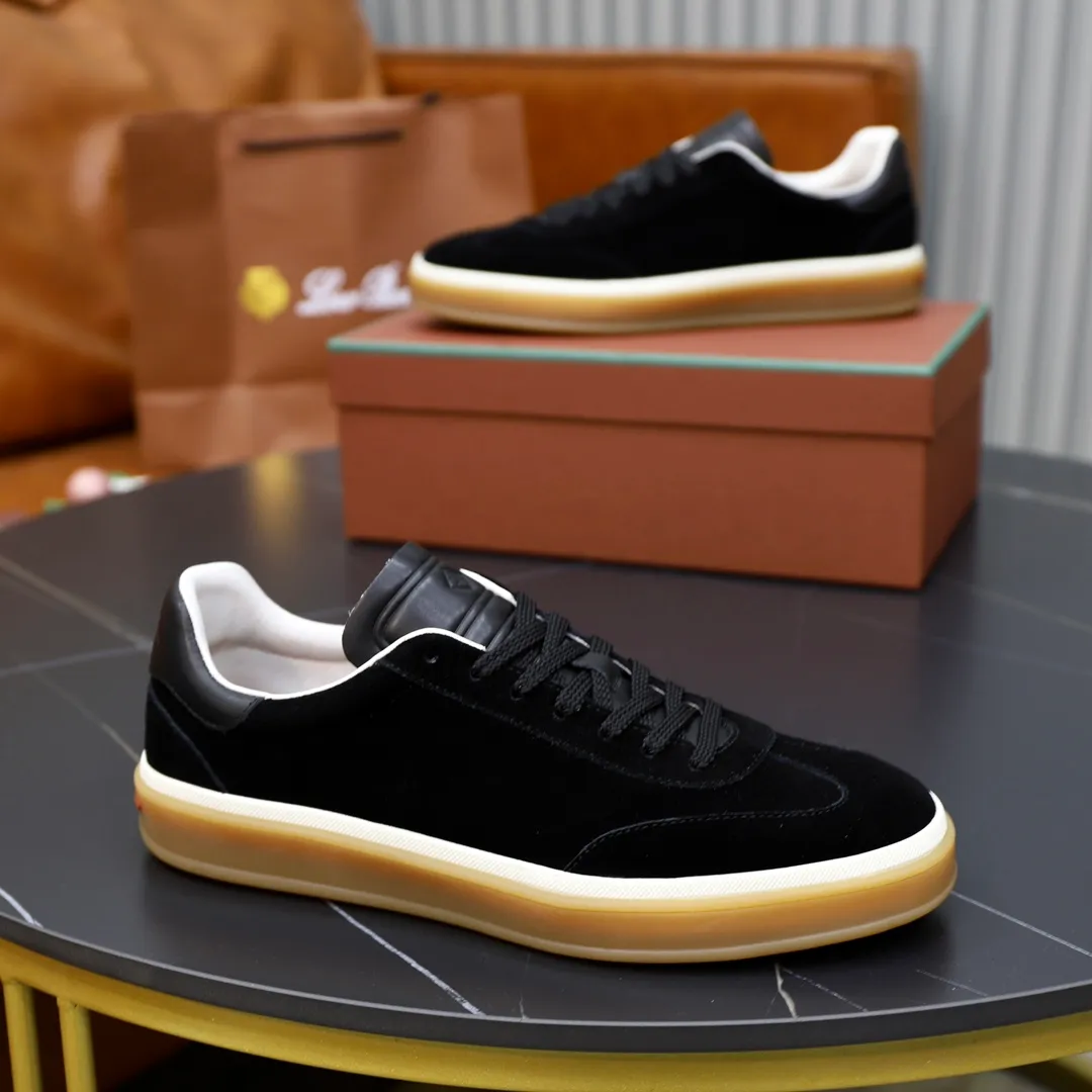 Men's Men's Shoes💰540💰••New Products•• LoroPian*_Noyo-Pianya New men's casual moral training sneakers, LP lace-up casual shoes!  Made of original imported soft cowhide and suede fabric, it highlights the sporty style. The heel is decorated with logo embossing and the original molding. The raw rubber translucent sole combined with the color welt adds a sense of modernity to the shoe. The shoe is overall refreshing and easy to match with style. It has a full cowhide lining for the feet. The original box packaging at the counter comes with wooden balls and a dust bag! Size: 38-44 (.45 customized)